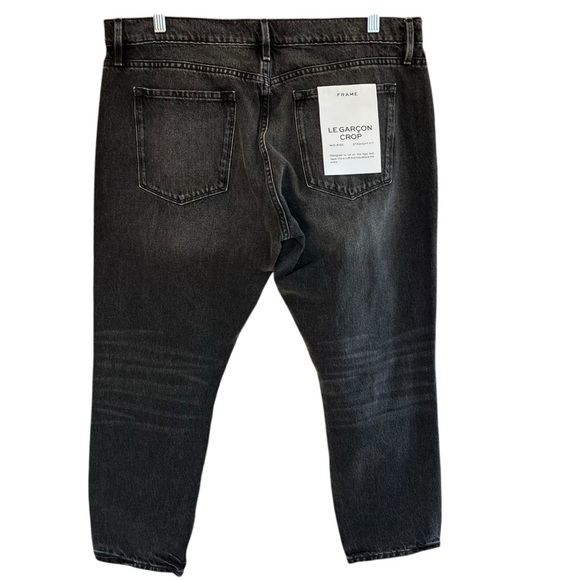 Frame Denim Black Le Garçon Crop Ankle Jeans Mid Rise Straight Fit Size 31 NWT - Picture 2 of 6